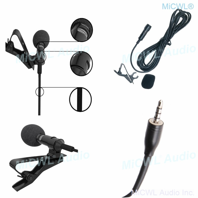 MiCWL T60 Best Tie Clip-On Lavalier Microphone For Sennheiser Shure AKG Audio-Technica MiPro Samson Wireless System 2m Cable