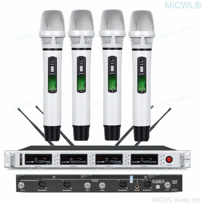 MiCWL 4 Karaoke Digital Wireless Microphones Microfone System True diversity 4 Antenna Large Range 4 Handheld 4 Gooseneck Mic