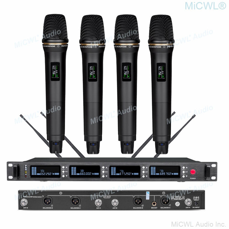 MiCWL 4 Karaoke Digital Wireless Microphones Microfone System True diversity 4 Antenna Large Range 4 Handheld 4 Gooseneck Mic