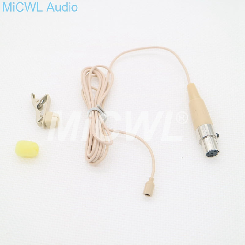 Mini Tie Clip Lavalier Lapel Microphone for Shure Belt Pack Wireless ULX SLX PGX UR4 GLX QLX Microphones TA4F 4Pin Beige Black