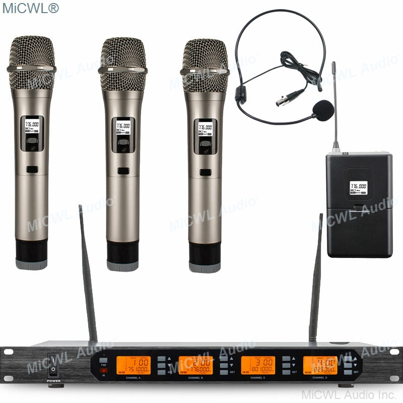 MiCWL Audio ACT707 Digital Wireless Karaoke Microphone System ULXD4 4 Channel Handheld Headset Lavalier Gooseneck Stage Sets