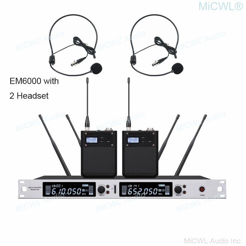 Professional EM6000 SM58 Digital Wireless Microphone System Beta87 Dual Channel SKM6000 4 Antenna True Diversity 400m Range