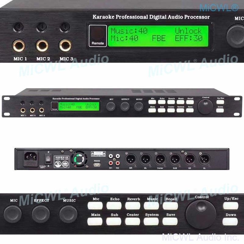 Professional Digital Effects Bluetooth Anti-noise Processor with PC Software and 4 Channel 7000W Power Amplifier MiCWL MX2 Kit