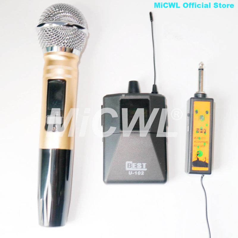 Portable Wireless 2 Handheld 2 Lavalier Karaoke Microphone System Rechargeable Radio Dual Channel Mics MiCWL TR2