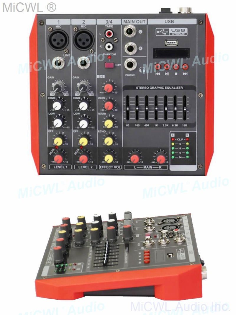 Pro MG12 Bluetooth Portable 12 Channel Audio Mixer Sound Mixing Console USB MP3 7-Band EQualizer DJ Live Mixer MG6 6 Channel - MiCWL Audio Inc