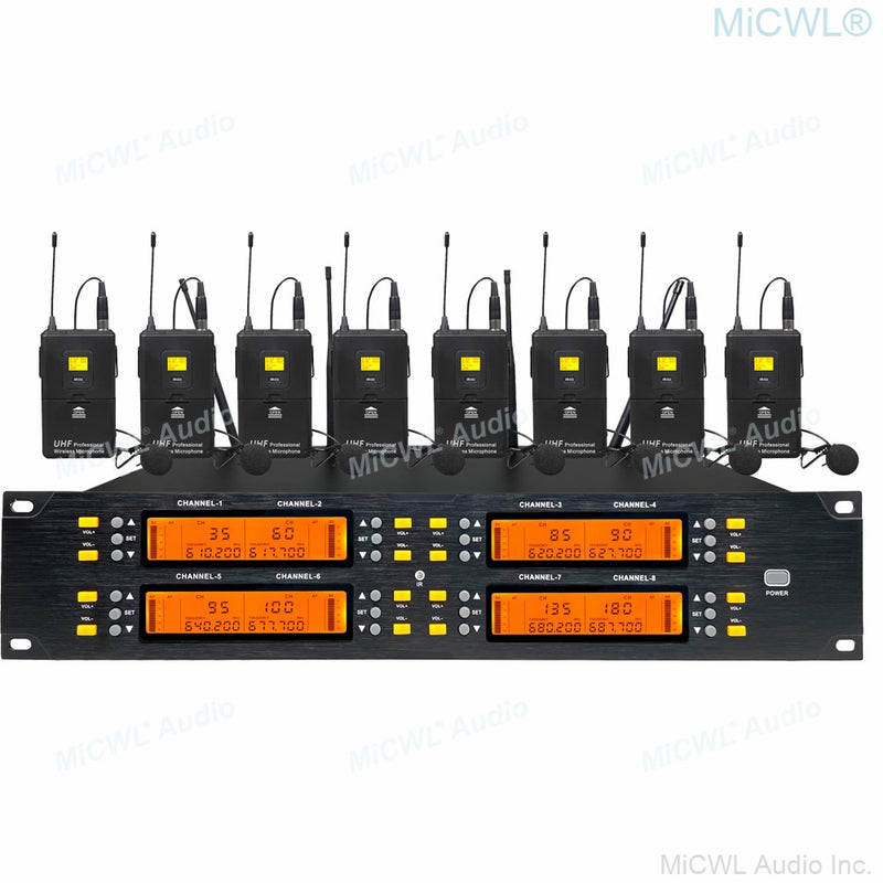 Professional UHF Adjustable Frequency 8 Table Conference Wireless Microphone System High Sensitivity Large Range Mics