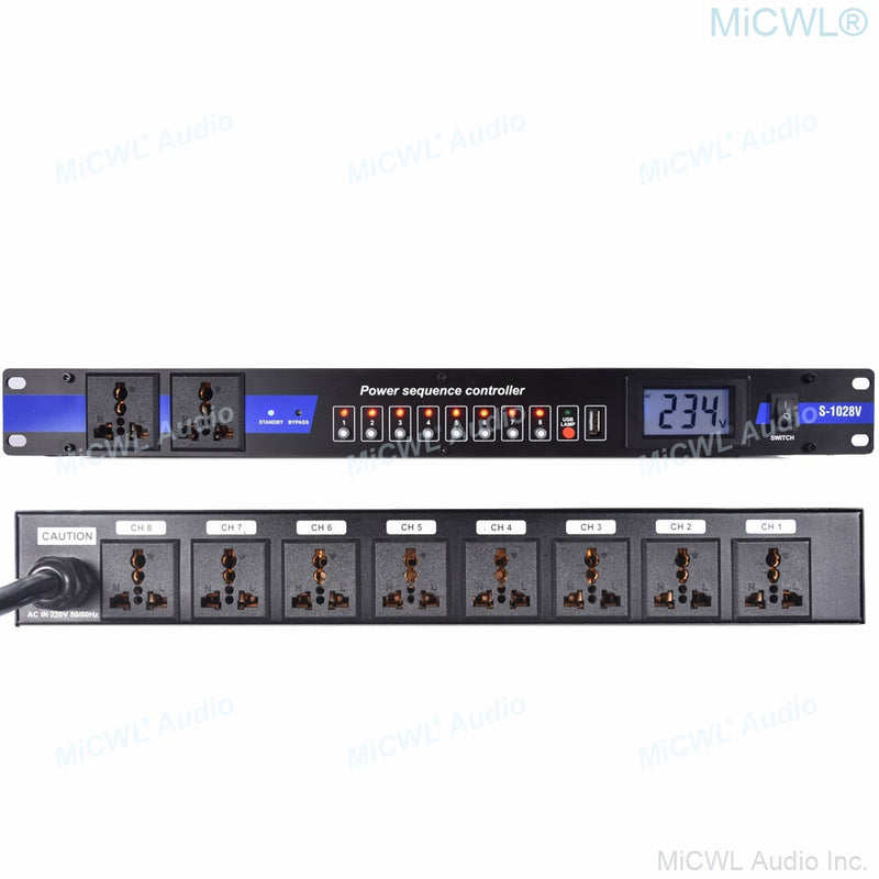 MiCWL 10 Output Rack Mount LCD Power Sequence Controller 30A 6000W Conditioner Surge Protector Power Supply Regulator Air Switch