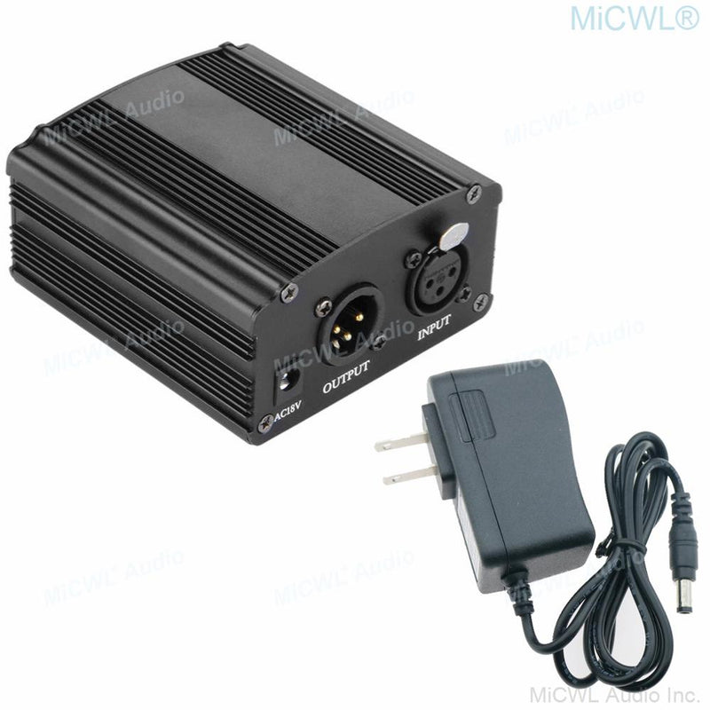 48V Phantom Power Adapter XLR 3Pin for Condenser Microphone 110V-240V Europe Asian US plug