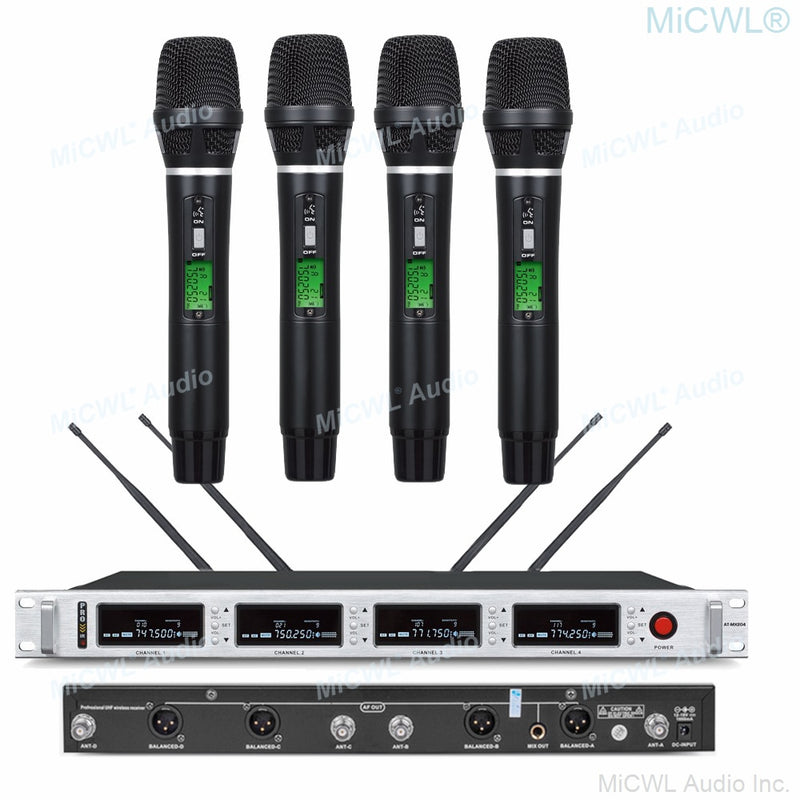 MiCWL 4 Karaoke Digital Wireless Microphones Microfone System True diversity 4 Antenna Large Range 4 Handheld 4 Gooseneck Mic