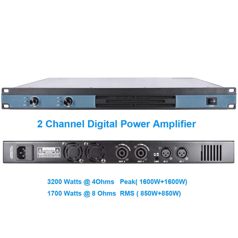 Advanced Digital Amplifier 4 Channel 6400 Watts 2 Ch 3200W High Power AMP 1U Drive 8 10 12 15 18 inch Speaker