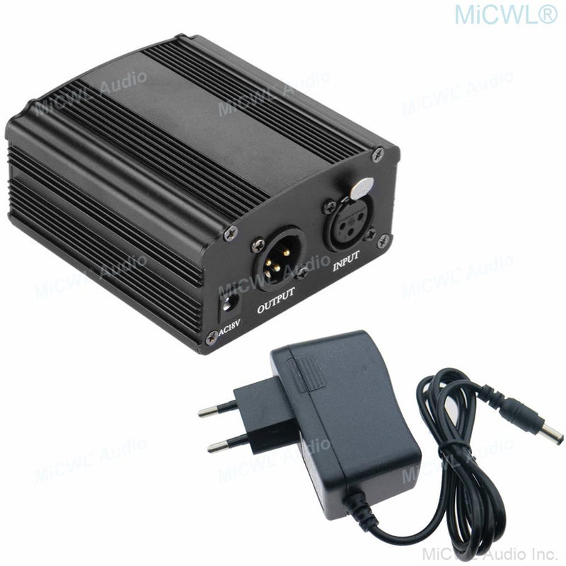 48V Phantom Power Adapter XLR 3Pin for Condenser Microphone 110V-240V Europe Asian US plug