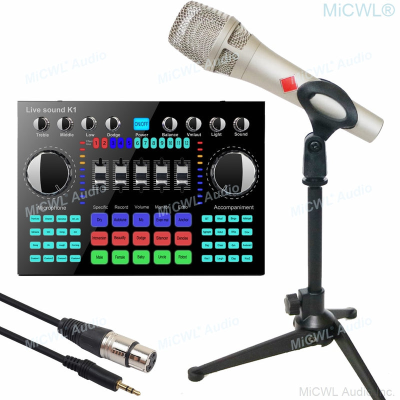 Pro Mobile Phone PC K1 Digital Sound Card Live Mixer M8 Audio Processor KMS 105 Condenser Recording Microphone Microfone