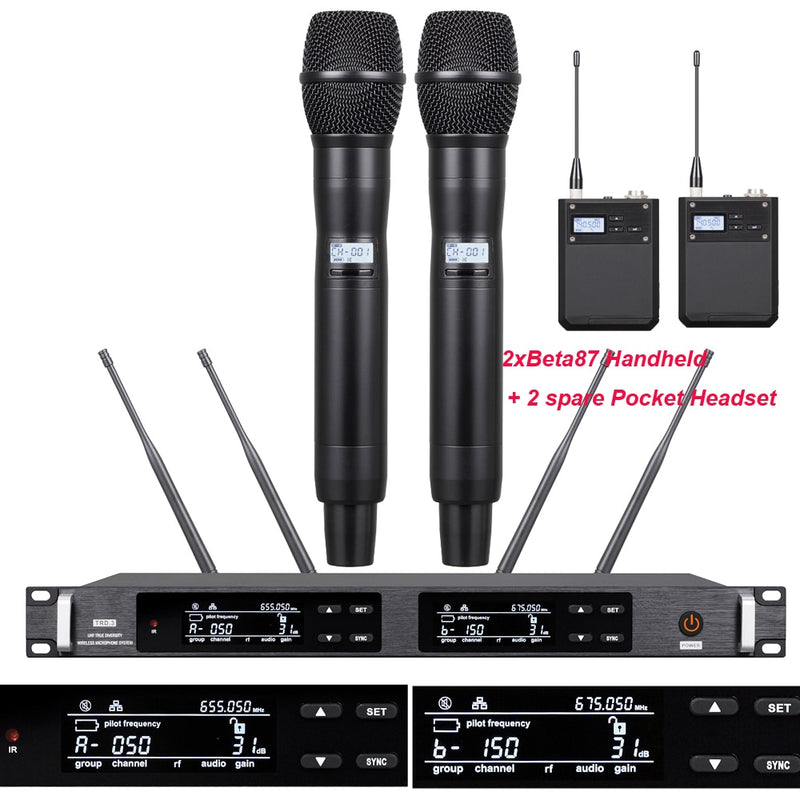 ULXD Digital Wireless Microphone System AD4D True Diversity Dual Handheld SKM9000 Beta87 Stage Vocal Concert Mics 300 Channel