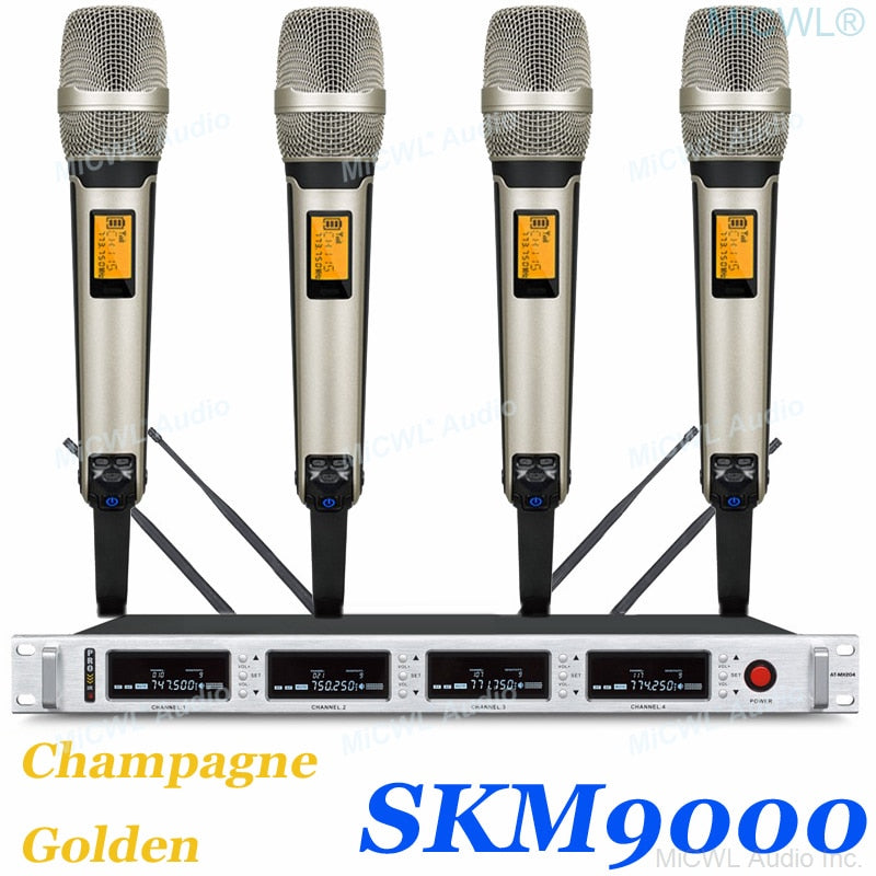 MiCWL 4 Karaoke Digital Wireless Microphones Microfone System True diversity 4 Antenna Large Range 4 Handheld 4 Gooseneck Mic