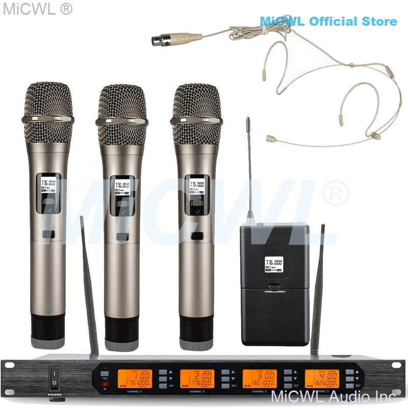 MiCWL Audio ACT707 Digital Wireless Karaoke Microphone System ULXD4 4 Channel Handheld Headset Lavalier Gooseneck Stage Sets