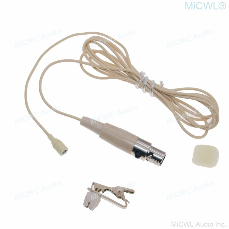 L322 Very Mini Hidden Lavalier Lapel Microphone For Shure Wireless BodyPack Clip-On Mic TA4F 4Pin Beige and Black