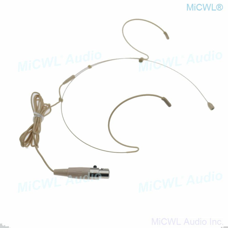 Beige Double ear Headset Audio Microphone For Shure BeltPack XLR mini 4Pin