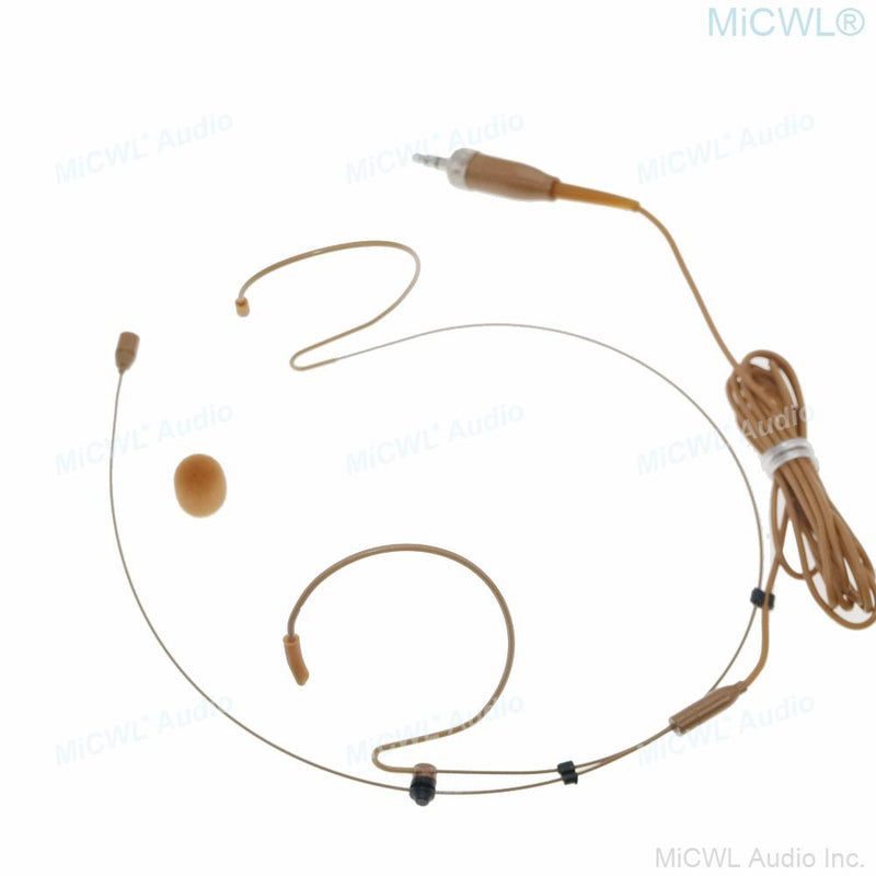 MiCWL Brown Headworn Headset Microphone Mic for Shure Sennheiser Wireless Mike System Ideal for Singing Churches Lectures