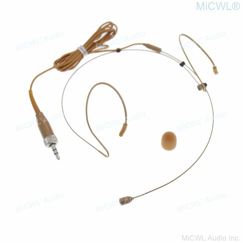 MiCWL Brown Headworn Headset Microphone Mic for Shure Sennheiser Wireless Mike System Ideal for Singing Churches Lectures