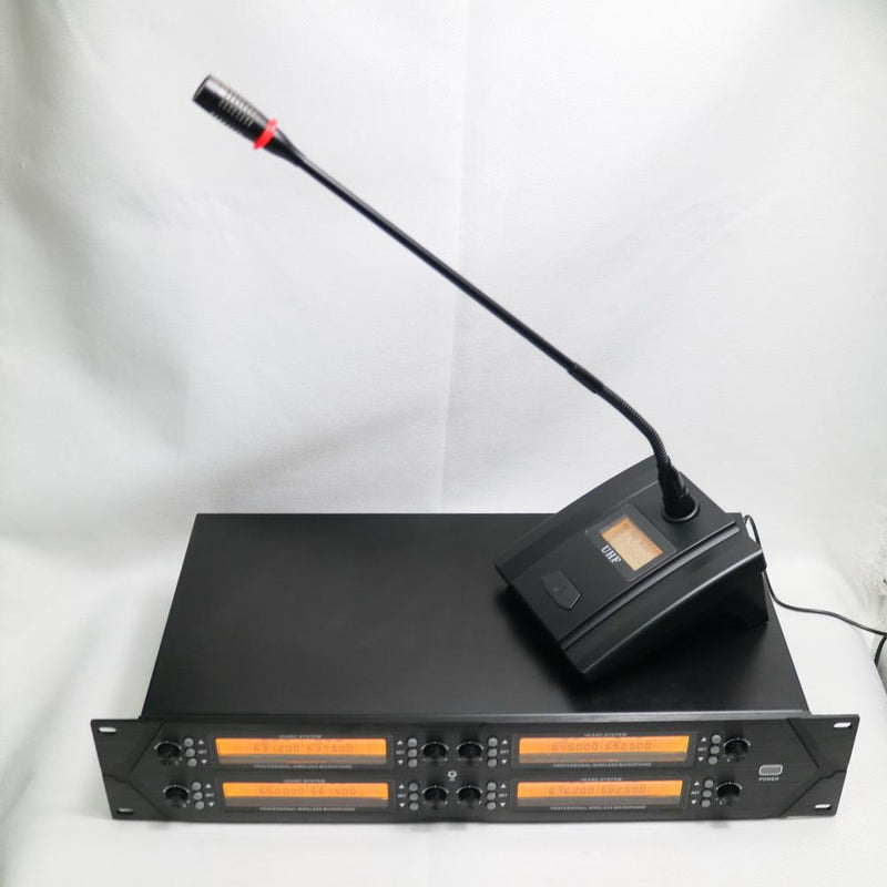 Professional UHF 8 Lavalier Lapel Wireless Microphone System Adjustable Frequency Conference 8 Table