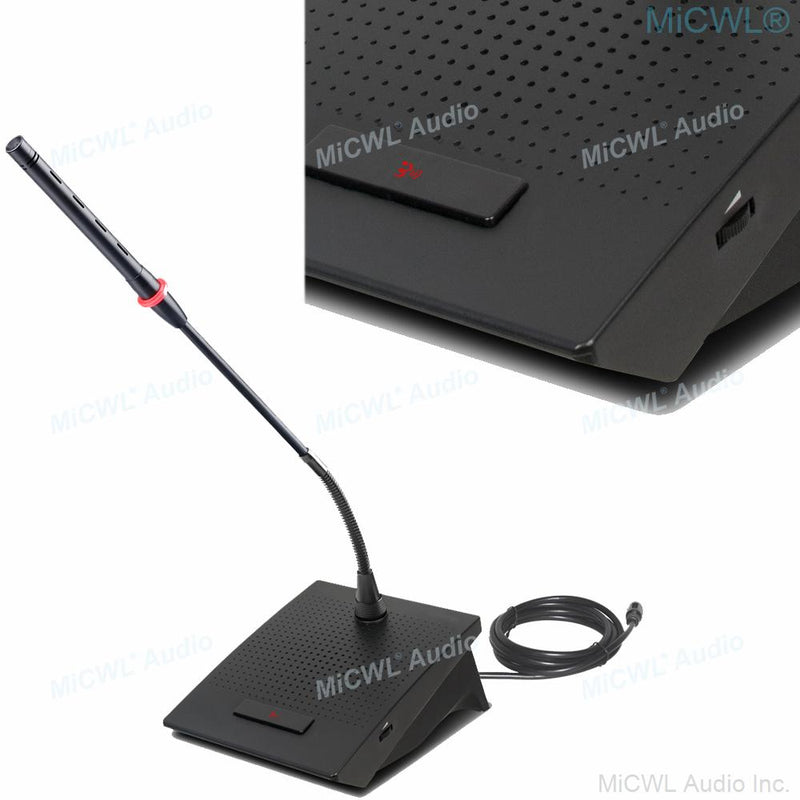 MiCWL High-End 16 Table Digital Wired Gooseneck Microphone Discussion Conference System 16 Desktop A3517 Mics Built-in Horn - MiCWL Audio Inc