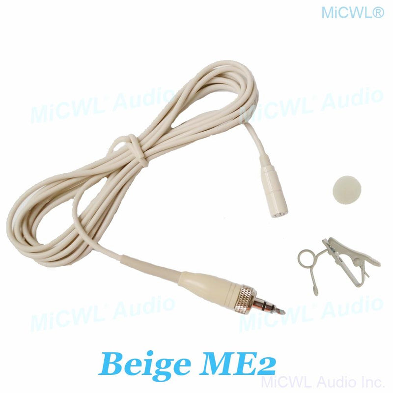 Beige ME2 Wireless Clip Lavalier Microphone For Sennheiser EW100 SK100 G2 G3 G4 BeltPack Transmitter 3.5mm Stereo Lock Plug