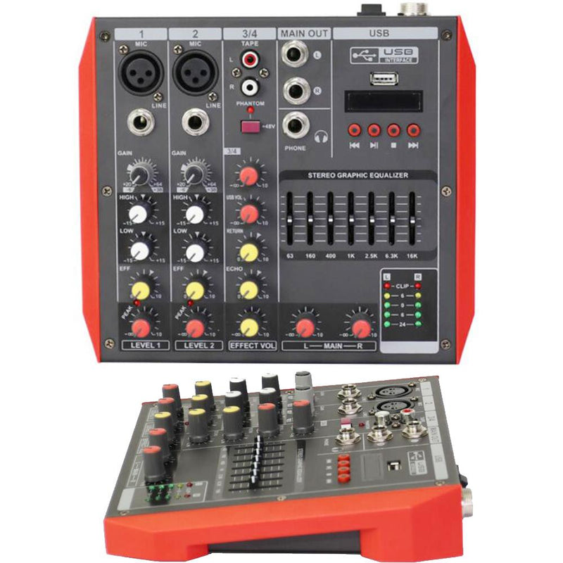 Pro MG4 4 Microphone Input Channel Sound Audio DJ Mixng Mixer Bluetooth EQ USB 48V Console For Stage Home Studio Live