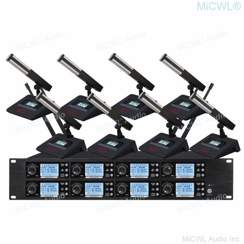 MiCWL 360 ° Rotating Wireless Conference Microphone 8 Long Gooseneck Desktop Meeting Room System 6.35mm Output Balanced Mix Out