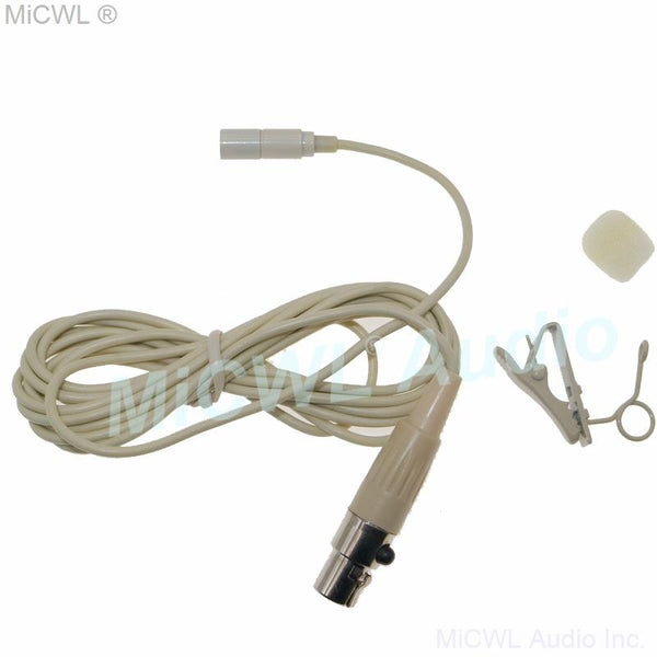 Mini TA3F Beige Clip-On Technical Lavalier Mic For AKG Samson Microphones BodyPack Transmitter