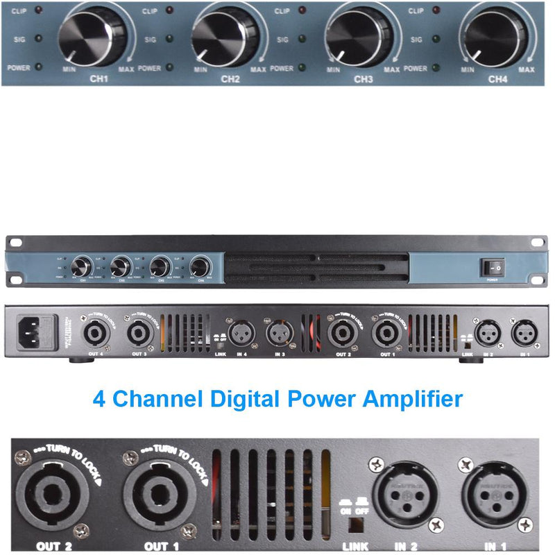 Advanced Digital Amplifier 4 Channel 6400 Watts 2 Ch 3200W High Power AMP 1U Drive 8 10 12 15 18 inch Speaker