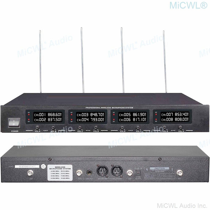 MiCWL Audio 8 Channel Wireless Table Gooseneck Conference Microphone System 8 Desktop Digital Meeting Room Systems