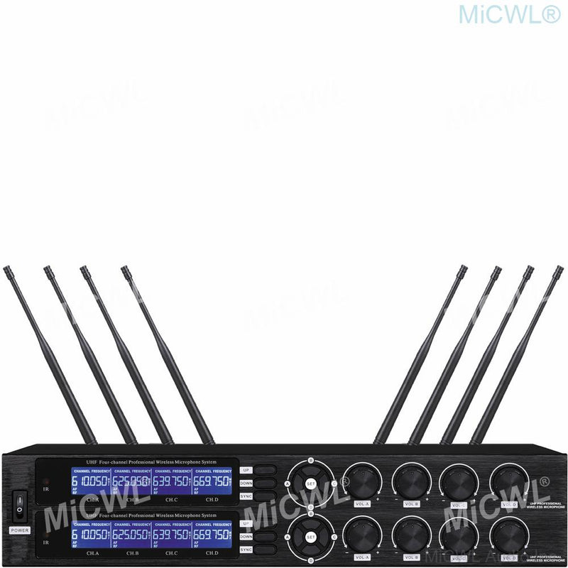 Good Quality MiCWL UHF Wireless 4 Handheld 4 Headset Microphone Stage vocal concert Karaoke Conference teaching church System