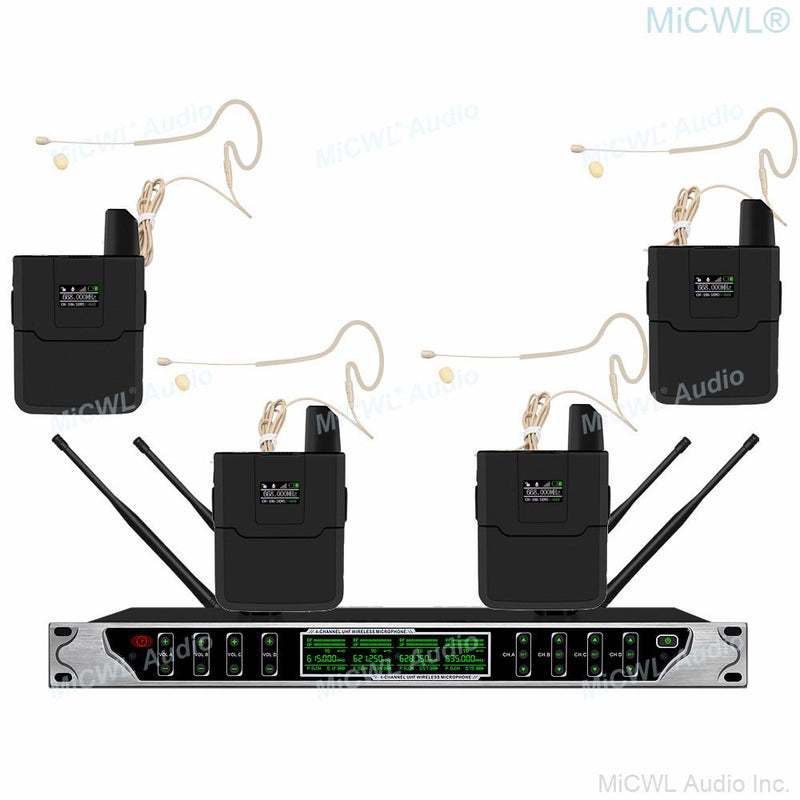 MiCWL DMS800 Digital Wireless Microphone 4 Beige Single ear Headset Karaoke Mics System 400 Channel Handheld Cardioid Lapel