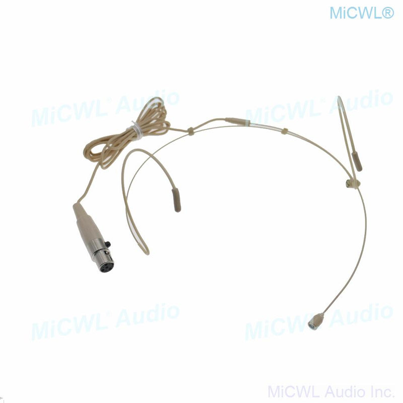 Beige Double ear Headset Audio Microphone For Shure BeltPack XLR mini 4Pin