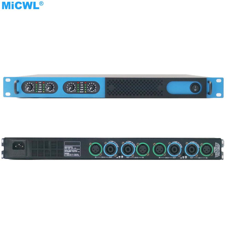 MiCWL Professional Stage DJ Karaoke Digital Power Amplifier 7000W Peak 4 Channel Blue AMP Standard Rack 19"