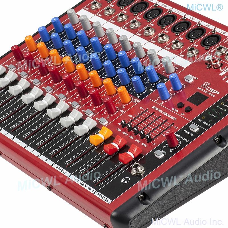 Red 6 Channel Bluetooth Audio Mixer Sound Mixing Console Karaoke Music LED DJ Live Mixer USB MP3 EQ 48V Phantom Power XLR 3Pin - MiCWL Audio Inc