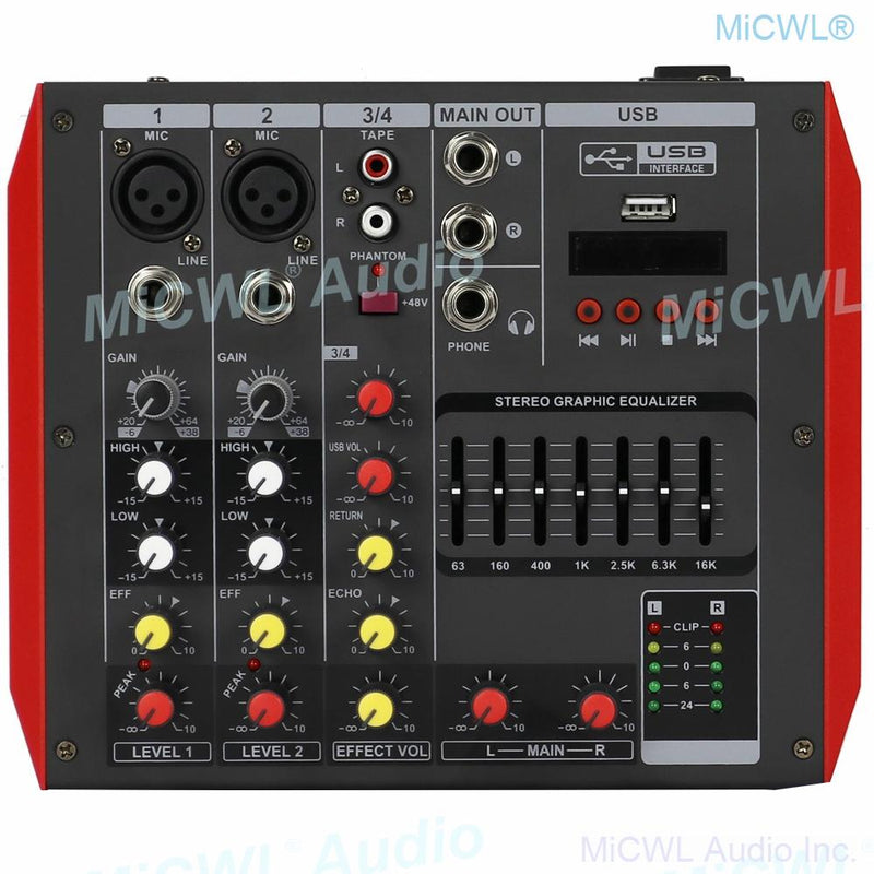 Portable Mini 400W Amplifier Bluetooth Power Mixer Mixing Console 4 Channel Karaoke Music Live Mixer 2 Channel AMP - MiCWL Audio Inc