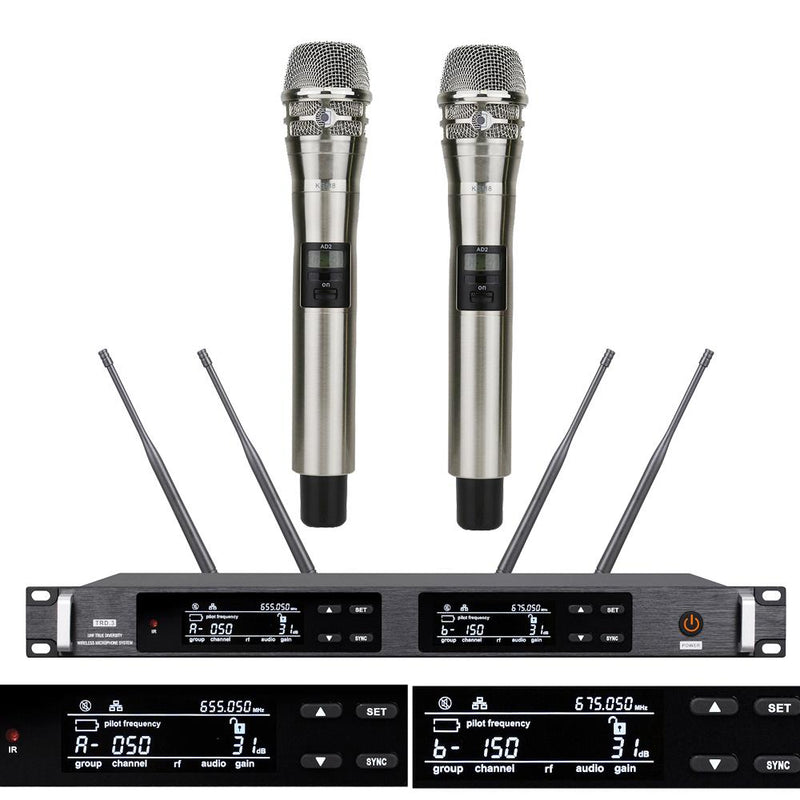 Pro AD2 300 Channel Digital Wireless Microphone Karaoke System KSM8 SKM9000 Handheld True Diversity Stage Concert Mics 4 Antenna