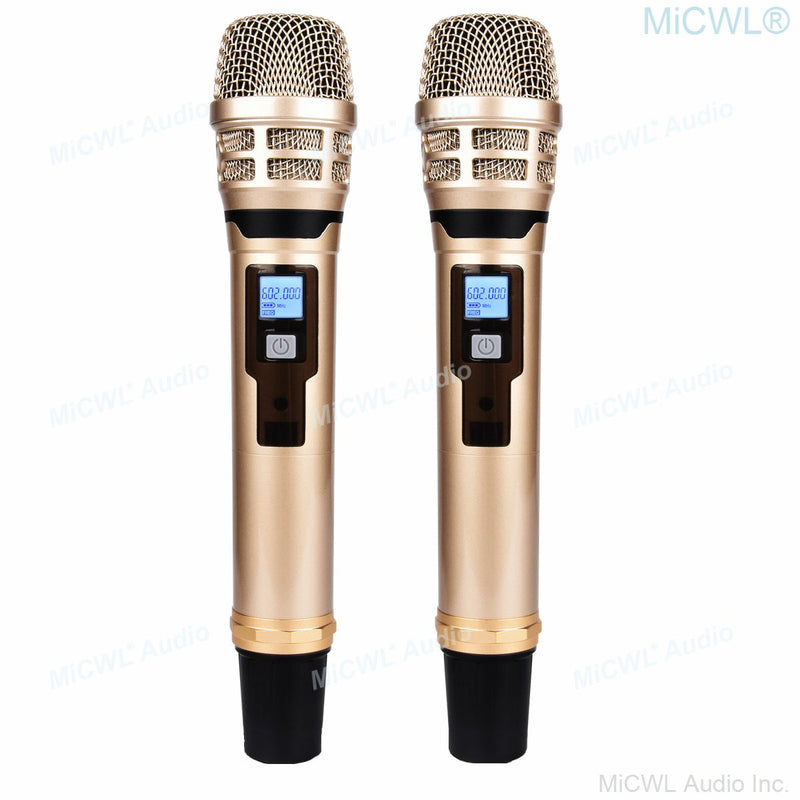 Original KSM8 Gold Shure-EM7000 UHF Dual Channel Wireless DJ Karaoke Microphone System 2 Golden Color Dynamic Handheld 4 Antenna