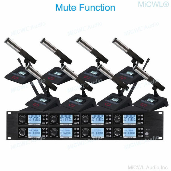 MiCWL 360 ° Rotating Wireless Conference Microphone 8 Long Gooseneck Desktop Meeting Room System 6.35mm Output Balanced Mix Out - MiCWL Audio Inc