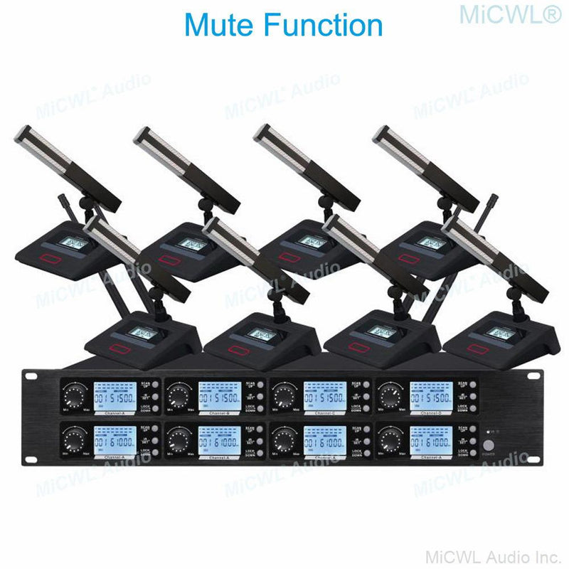 MiCWL 360 ° Rotating Wireless Conference Microphone 8 Long Gooseneck Desktop Meeting Room System 6.35mm Output Balanced Mix Out - MiCWL Audio Inc