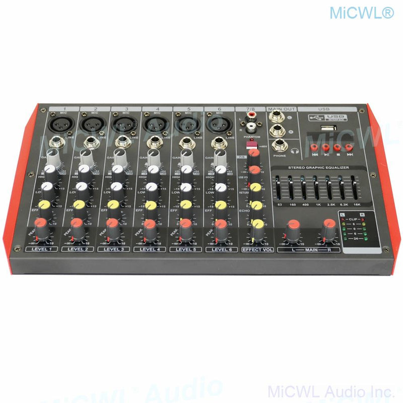 Bluetooth Mixer 8 Microphone Channel 8-Input 2-Bus A Stereo Sound Mixing Console With USB 48V Phantom Power XLR 3Pin 6.5mm Line