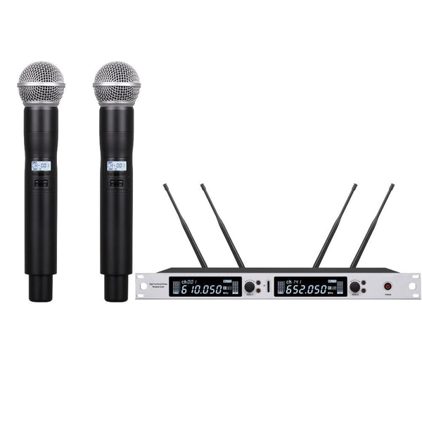 Factory Price Live Show use Microphone EM6000 Dual Channel UHF PLL Digital Wireless SM58 Microphone 4 Antenna Diversity