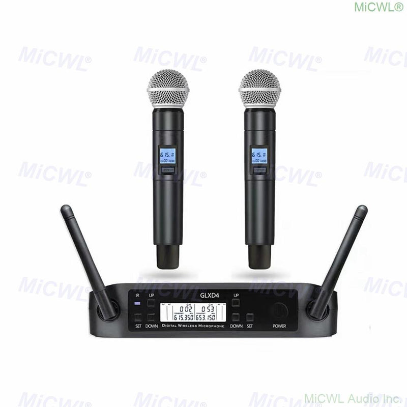 New Design GLXD4 Duall Handheld Audio Microphone System UHF Wireless 2 Handheld KTV Stage Performance Vocal Sets - MiCWL Audio Inc