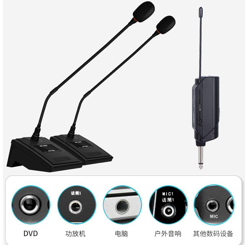 MiCWL 1 to 2 Professional Mini Wireless Table Conference Microphone System Anti-Interference Portable Gooseneck Mic