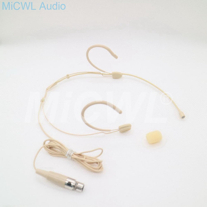 Beige Headset Mic. Omni-directional Condenser Microphone Headworn For AKG Wireless System With Bodypack Transmitter