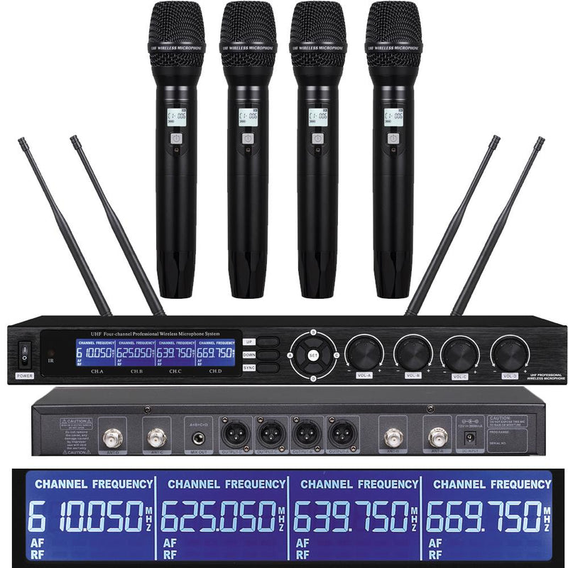 UHF 4 Handheld SKM9000 Karaoke Microphone Wireless Systems 4 Headset Lavalier Home Stage Performance System