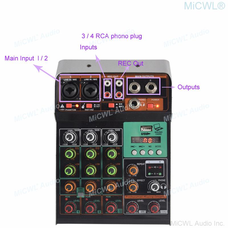 Original Mini 4 Channel Mixing Console For Live Recording Bluetooth USB 48V MiCWL AF4