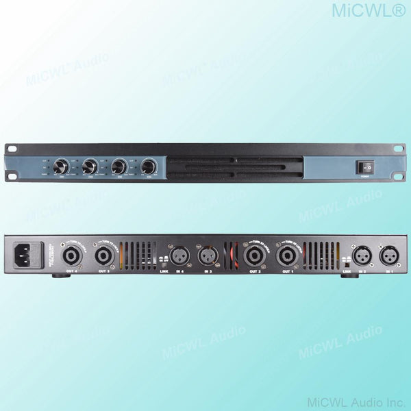 4 Channel 6400 Watts Professional DJ PA Power Amplifier 1U Rack Mount 3200W at 8Ω Digital D-Class AMP D6400 MiCWL - MiCWL Audio Inc