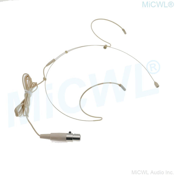 Hidden Dual ear Hook Headset Microphone for AKG Samson Gemini Wireless TA3F Mini 3Pin Beige